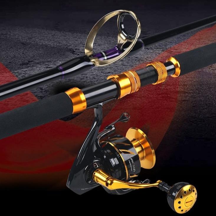 64KG Two-sectional Heavy Power Carbon Spinning Trolling Rod with Sea Guide  Rings