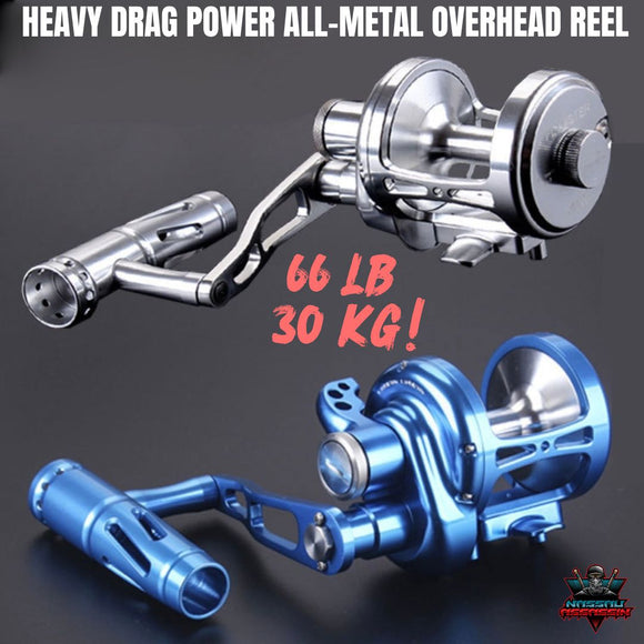 66LB/ 30KG Heavy Drag Power All-Metal Overhead Reel