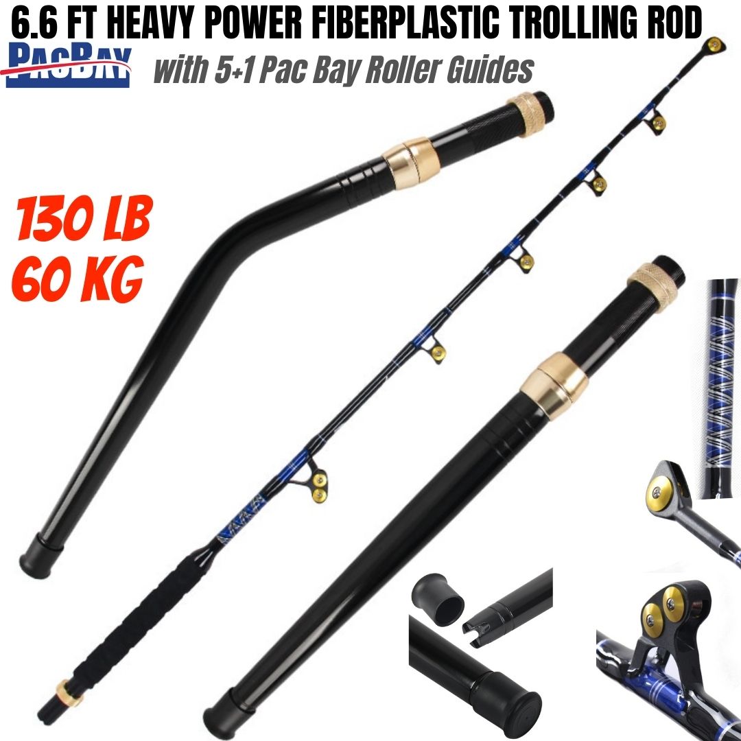 130lb (60kg) 6.6ft (2m) Heavy Power Two-sectional Fiber-plastic Trolling Rod  with PacBay Roller Guides