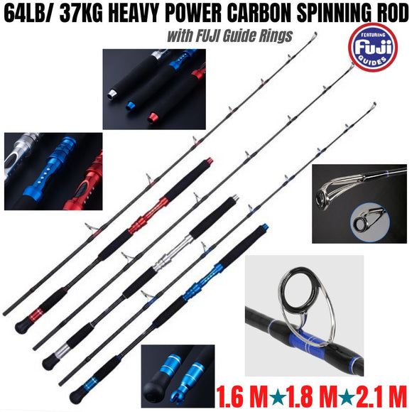 1.6-2.1M 37KG/ 81LB Two-sectional Heavy Power Carbon Spinning Rod with Fuji Guide Rings