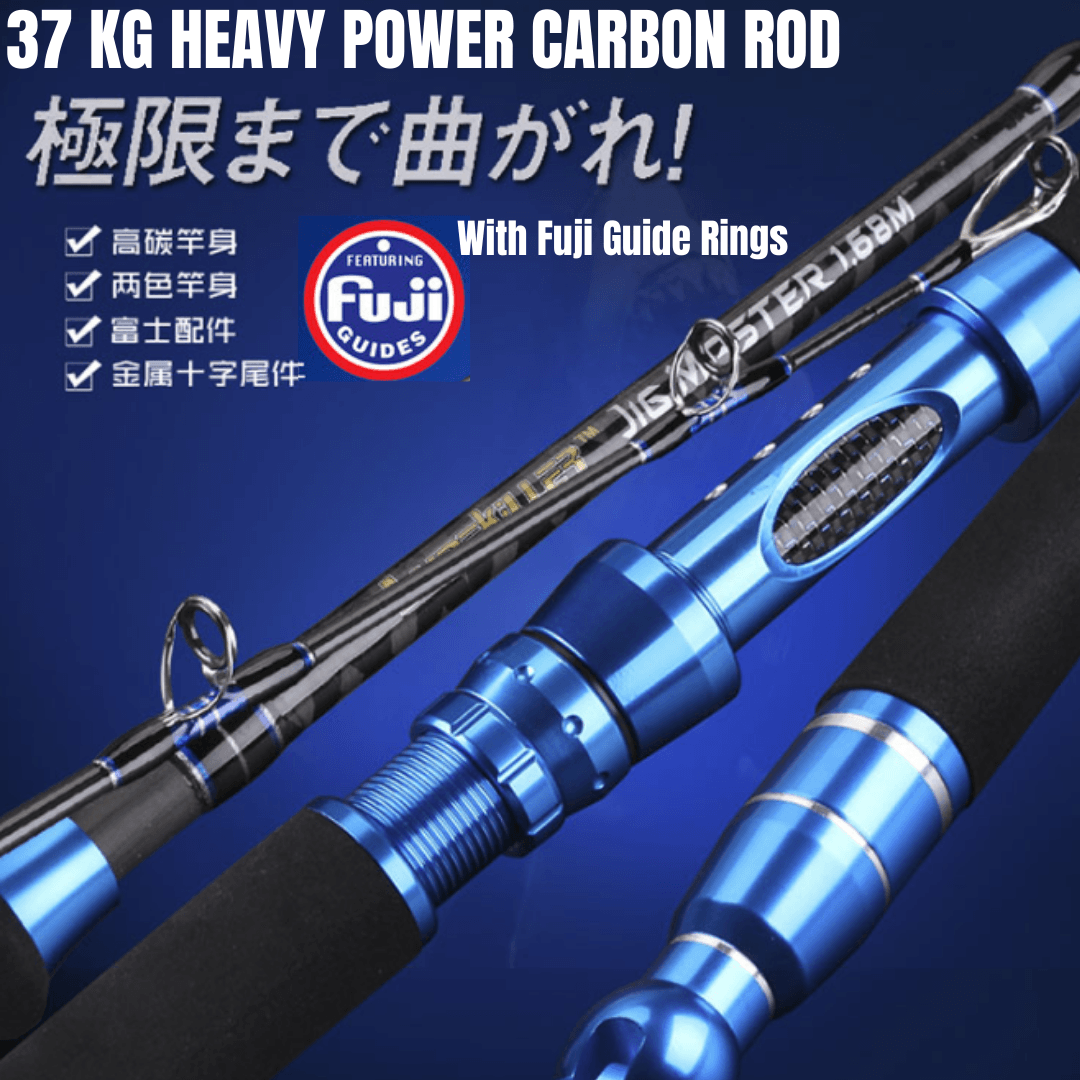 1.6-2.1M 37KG/ 81LB Two-sectional Heavy Power Carbon Spinning Rod with Fuji  Guide Rings