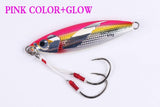 Set of 4 Multicolor Metal Slow Jigs With Double Hook Assist 40, 60, 80 and 100g