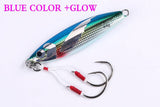 Set of 4 Multicolor Metal Slow Jigs With Double Hook Assist 40, 60, 80 and 100g