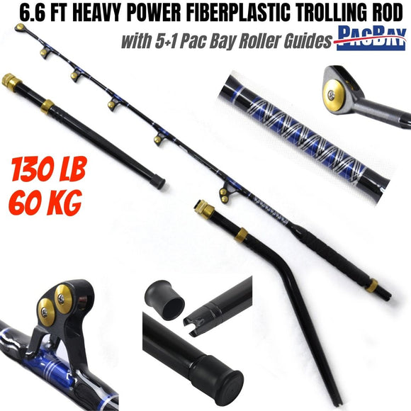 130lb (60kg) 6.6ft (2m) Heavy Power Two-sectional Fiber-plastic Trolling Rod with PacBay Roller Guides