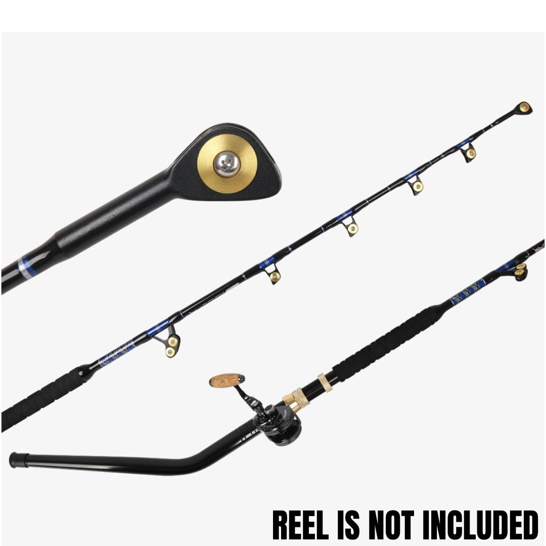 130lb (60kg) 6.6ft (2m) Heavy Power Two-sectional Fiber-plastic Trolling Rod  with PacBay Roller Guides