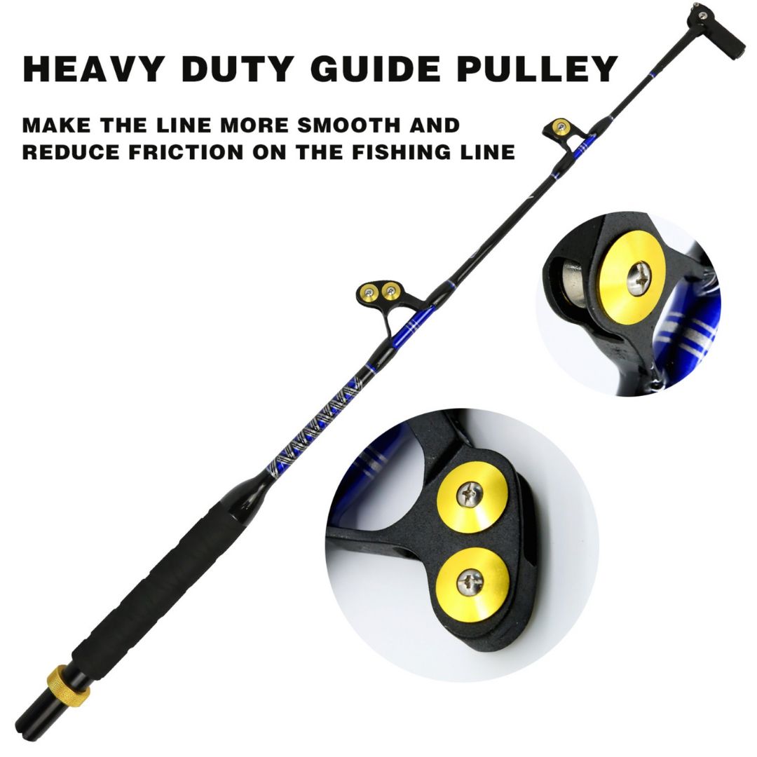 130lb 1.5m (5ft) Heavy Power Two-sectional Short Carbon Trolling Rod with  Pac Bay Roller Guides and a Swivel Tip