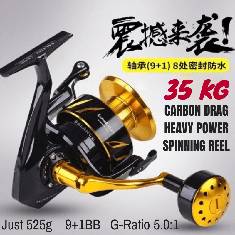 balance fishing reel 77LB/ 35KG Heavy Power Carbon Drag Spinning Reel