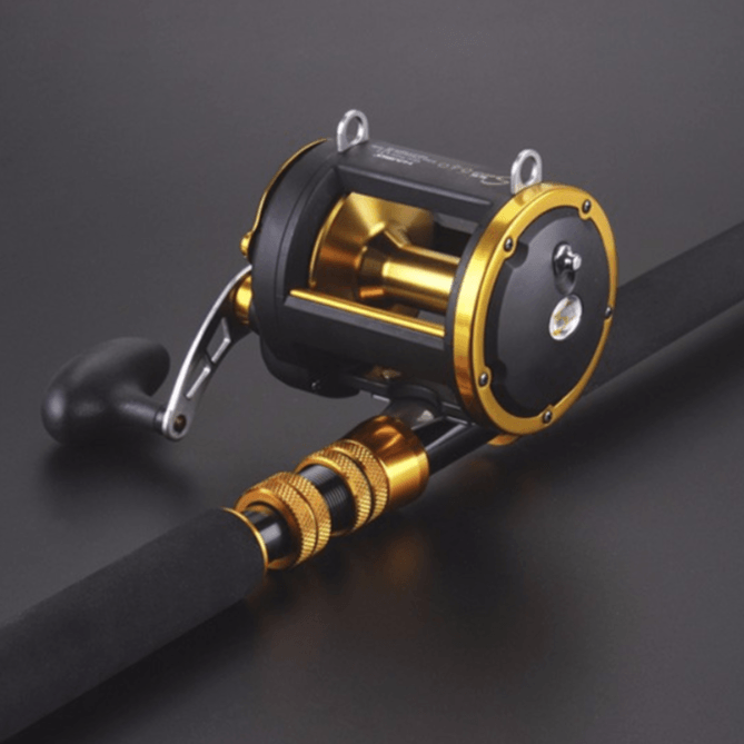 1.8M UP TO140LB/ 64KG Two-sectional Heavy Power Carbon Trolling Rod with  Maksuki Double Roller Guides