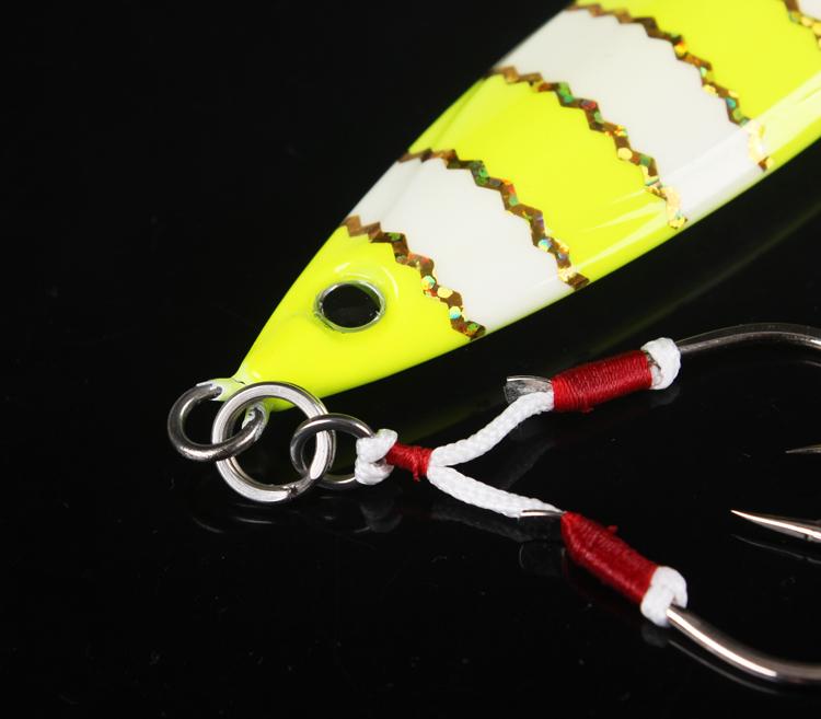 Set of 4 Multicolor Metal Slow Jigs With Double Hook Assist 60, 80, 120 and  150g