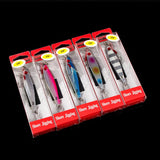 Set of 5 Multicolor Metal Jigs With Treble and Hook Assist 40, 60, 80 and 100g 