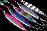 Set of 5 Multicolor Metal Jigs With Treble and Hook Assist 40, 60, 80 and 100g 