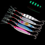 Set of 5 Multicolor Metal Jigs With Treble and Hook Assist 40, 60, 80 and 100g 