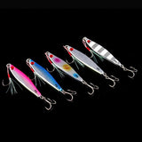 Set of 5 Multicolor Metal Jigs With Treble and Hook Assist 40, 60, 80 and 100g 